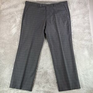 Hugo Boss Dress Pants Men's 42x30 Gray 100% Wool Flat Front Tailored Trousers